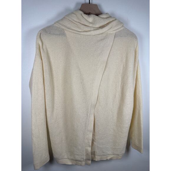 Elie Tahari 100% Cashmere Open Knit Cowl Neck Open Back Sweater - Cream, L - Picture 7 of 7